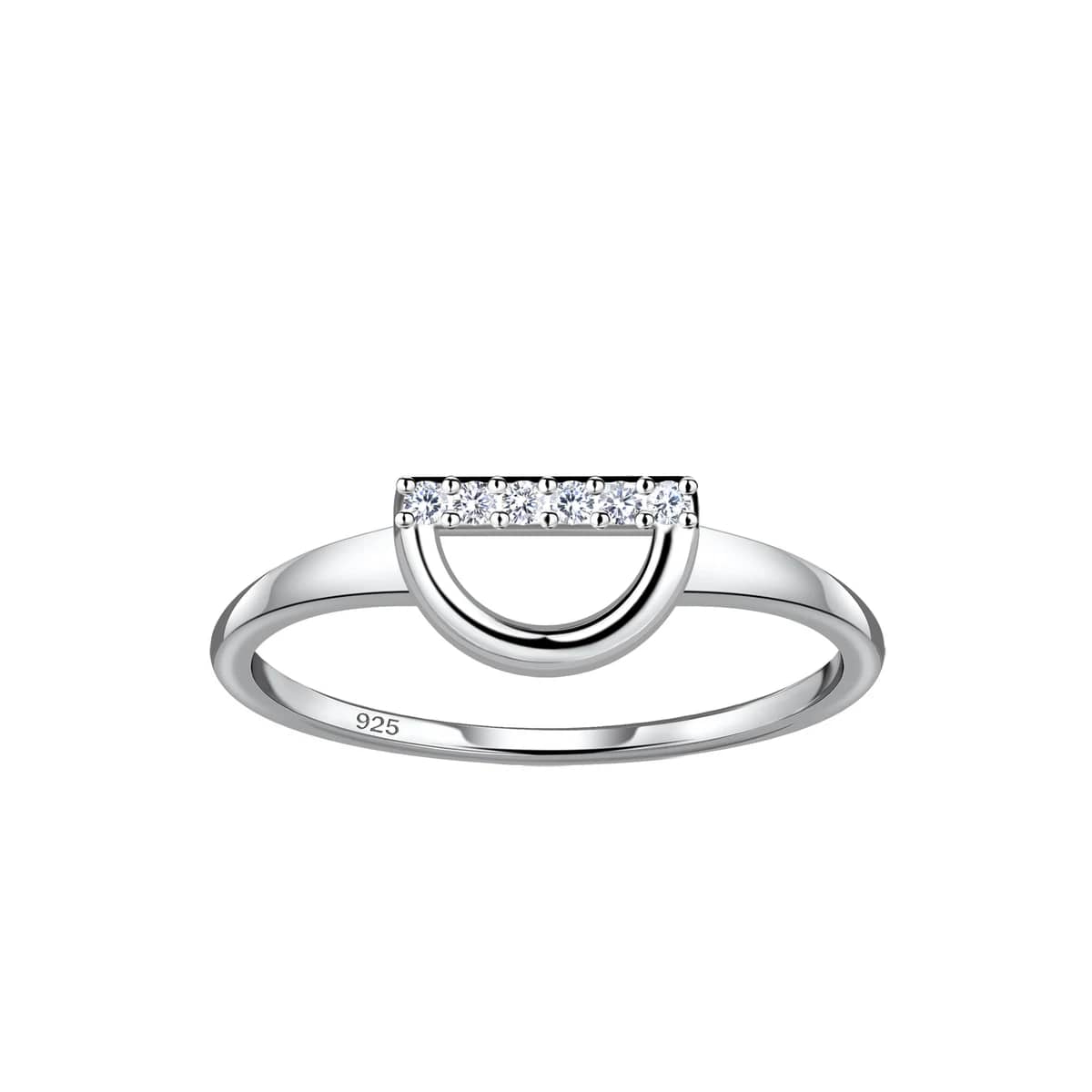 Bague demi-cercle en zirconium et argent 925
