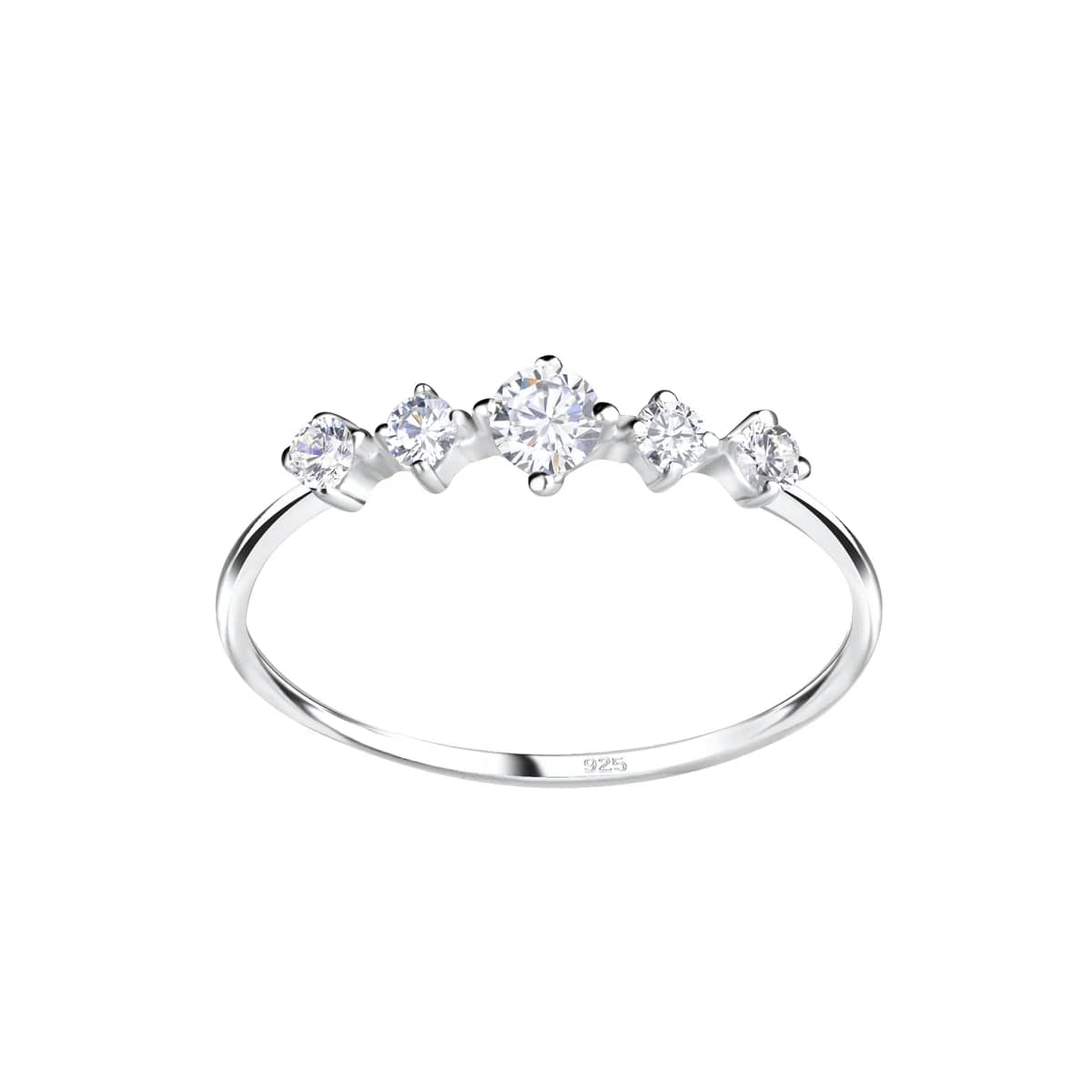Bague étincelante en zirconium et argent 925