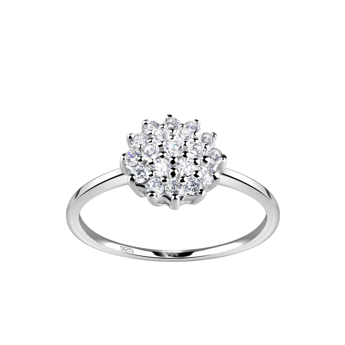 Bague fleur en zirconium et argent 925