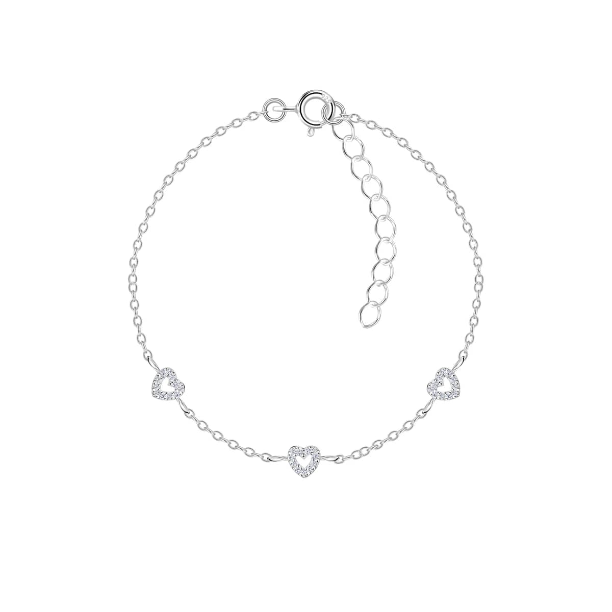 Bracelet trois cœurs en argent 925