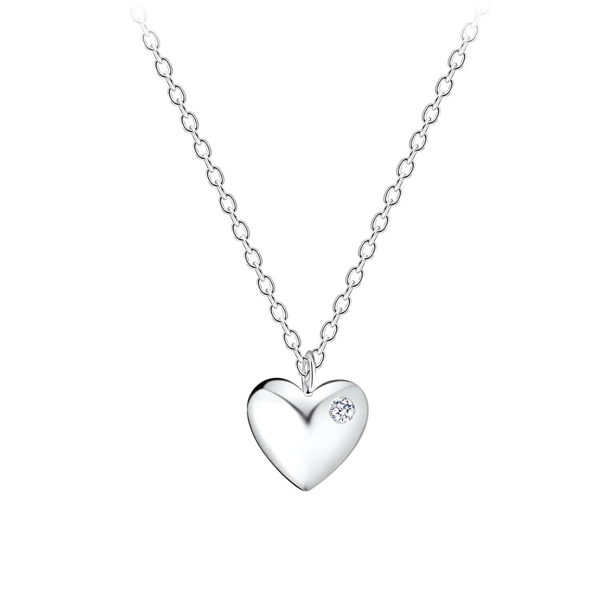 Collier cœur 6 × 7 mm en zirconium et argent 925