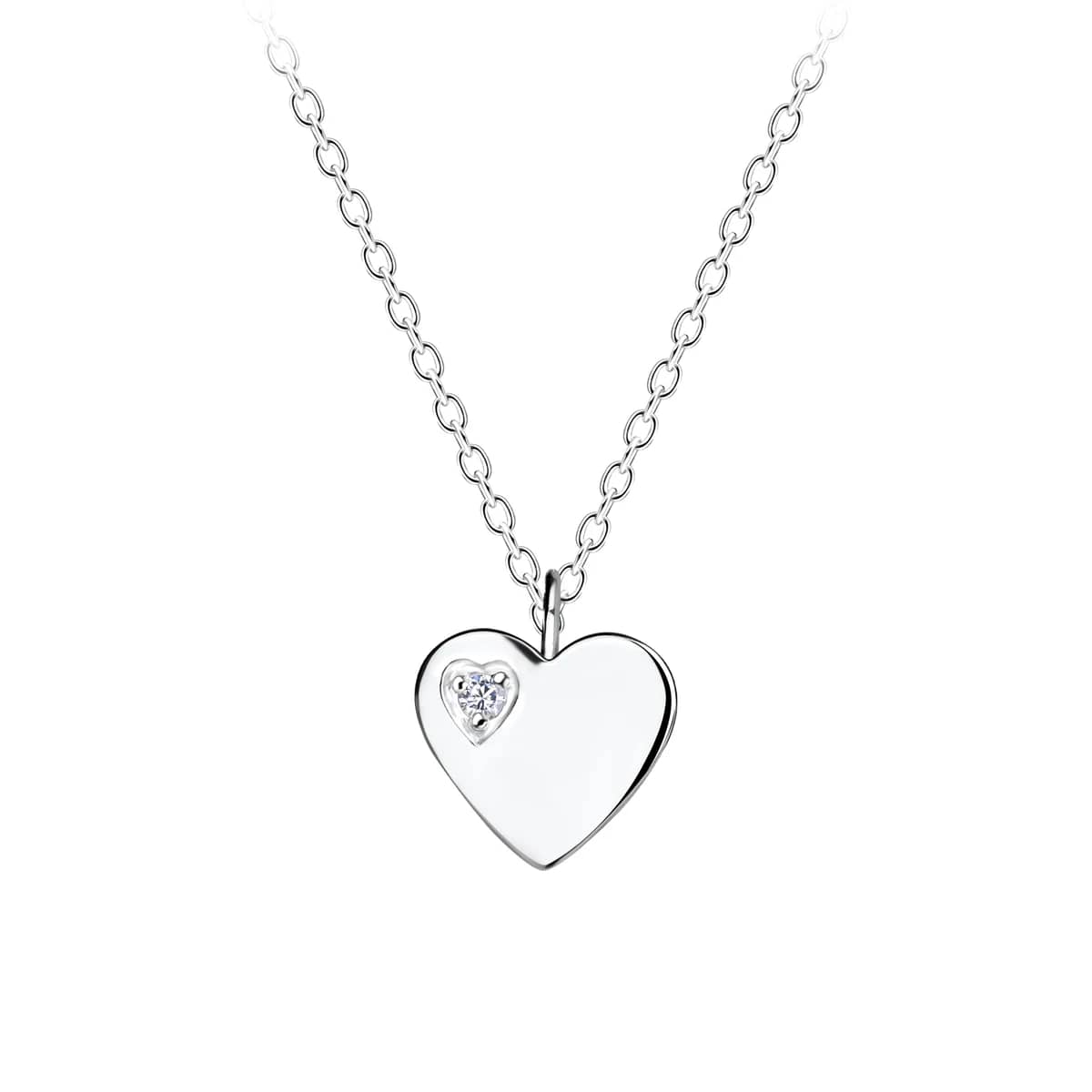 Collier cœur 9 × 10 mm en zirconium et argent 925