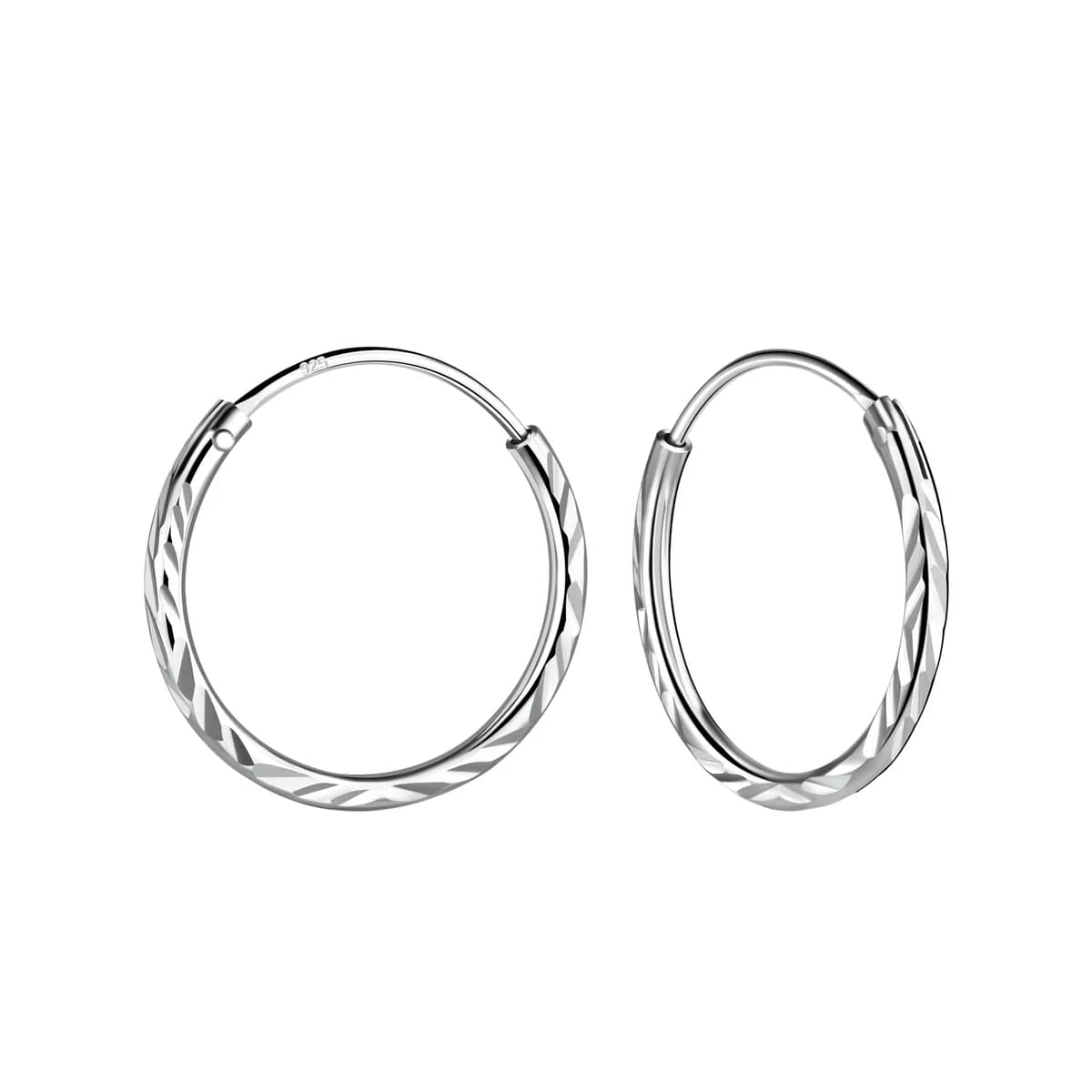 Créoles diamantées 15 mm en argent 925