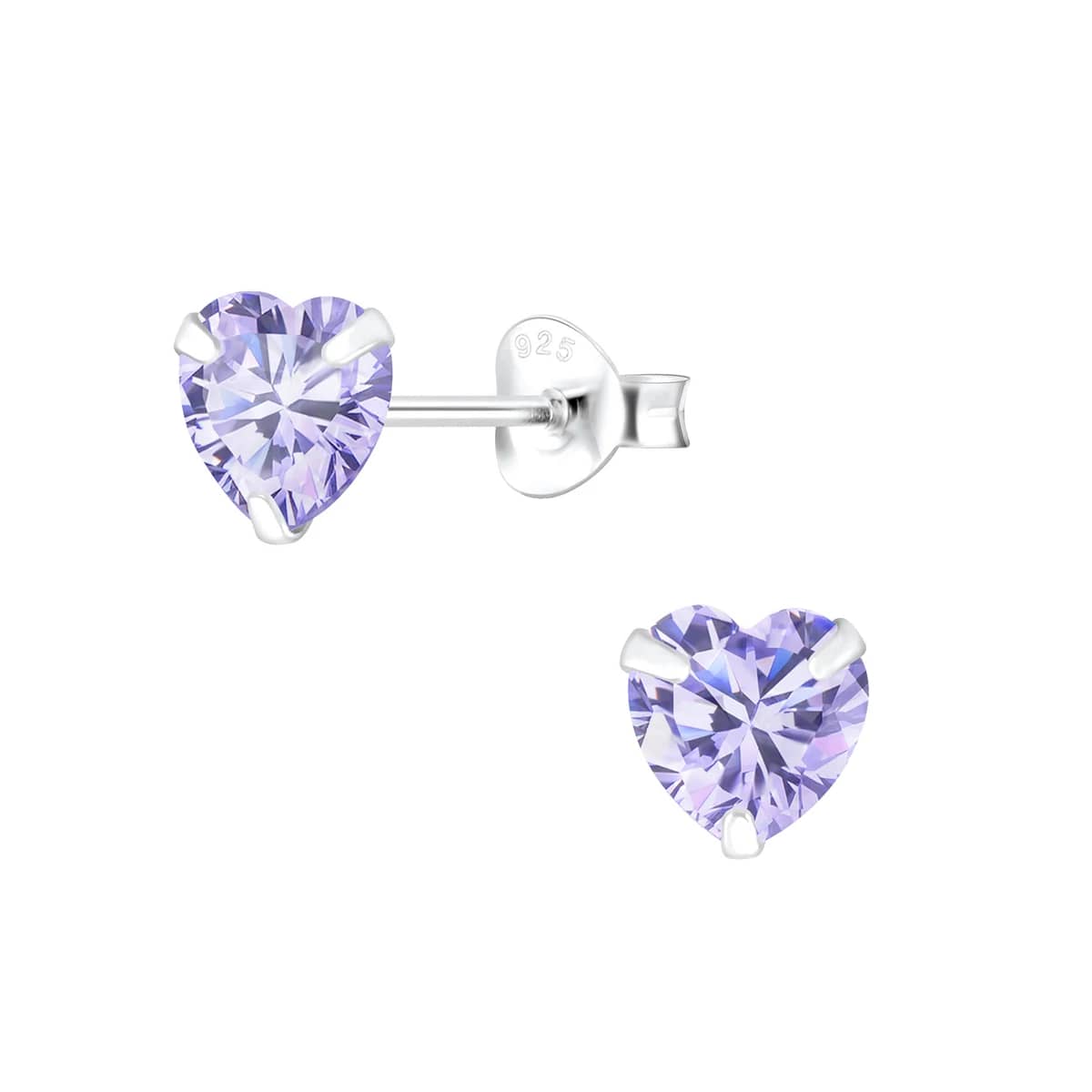Puces d’oreilles cœur 6 mm en zirconium et argent 925