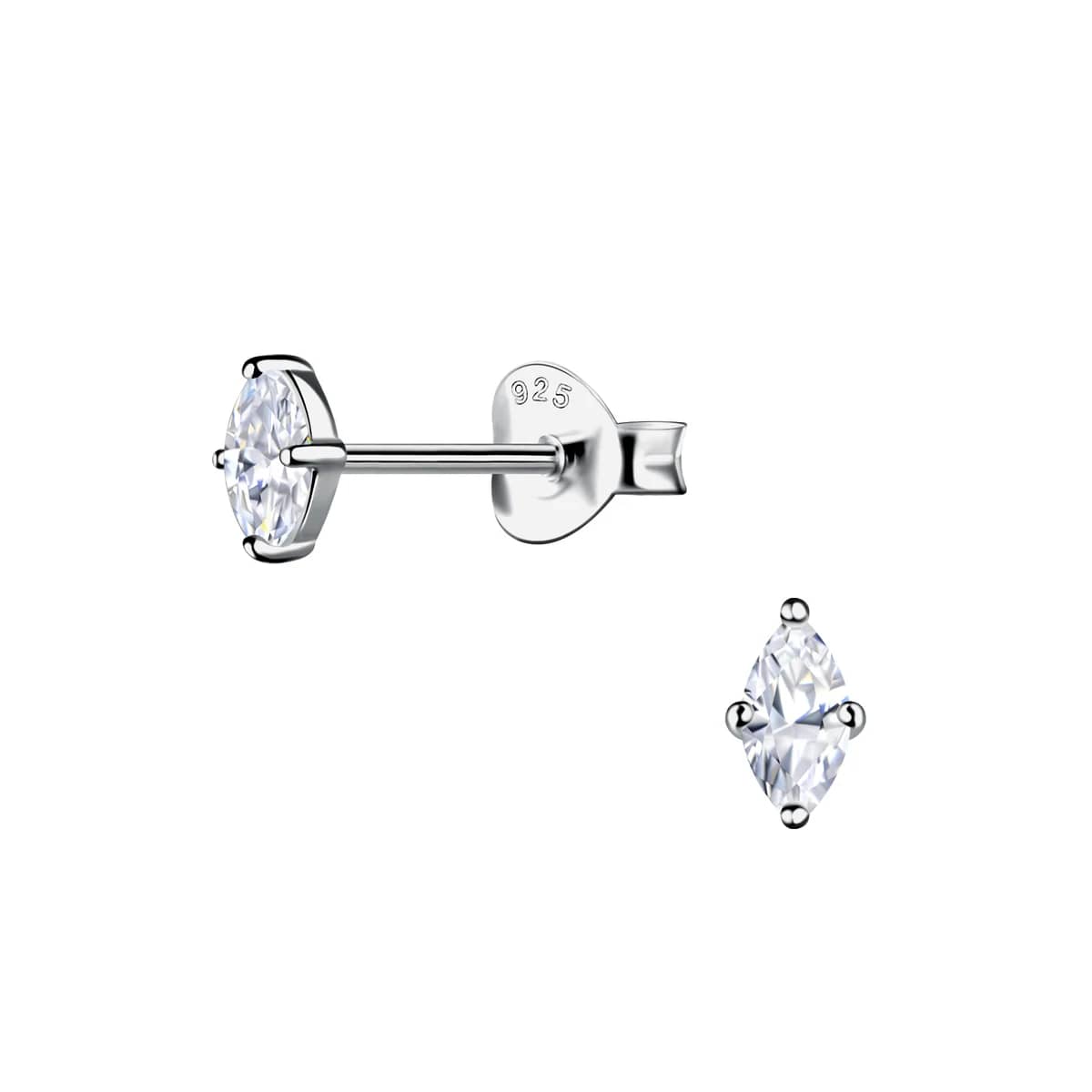 Puces d’oreilles marquise 2 × 4 mm en argent 925
