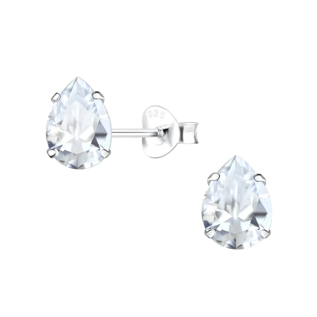 Puces d’oreilles poire 6 × 8 mm en argent 925