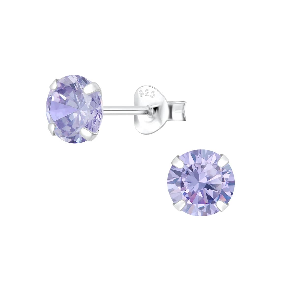 Puces d’oreilles rondes 6 mm en zirconium et argent 925
