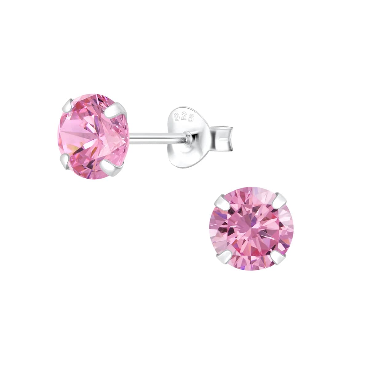 Puces d’oreilles rondes 6 mm en zirconium et argent 925