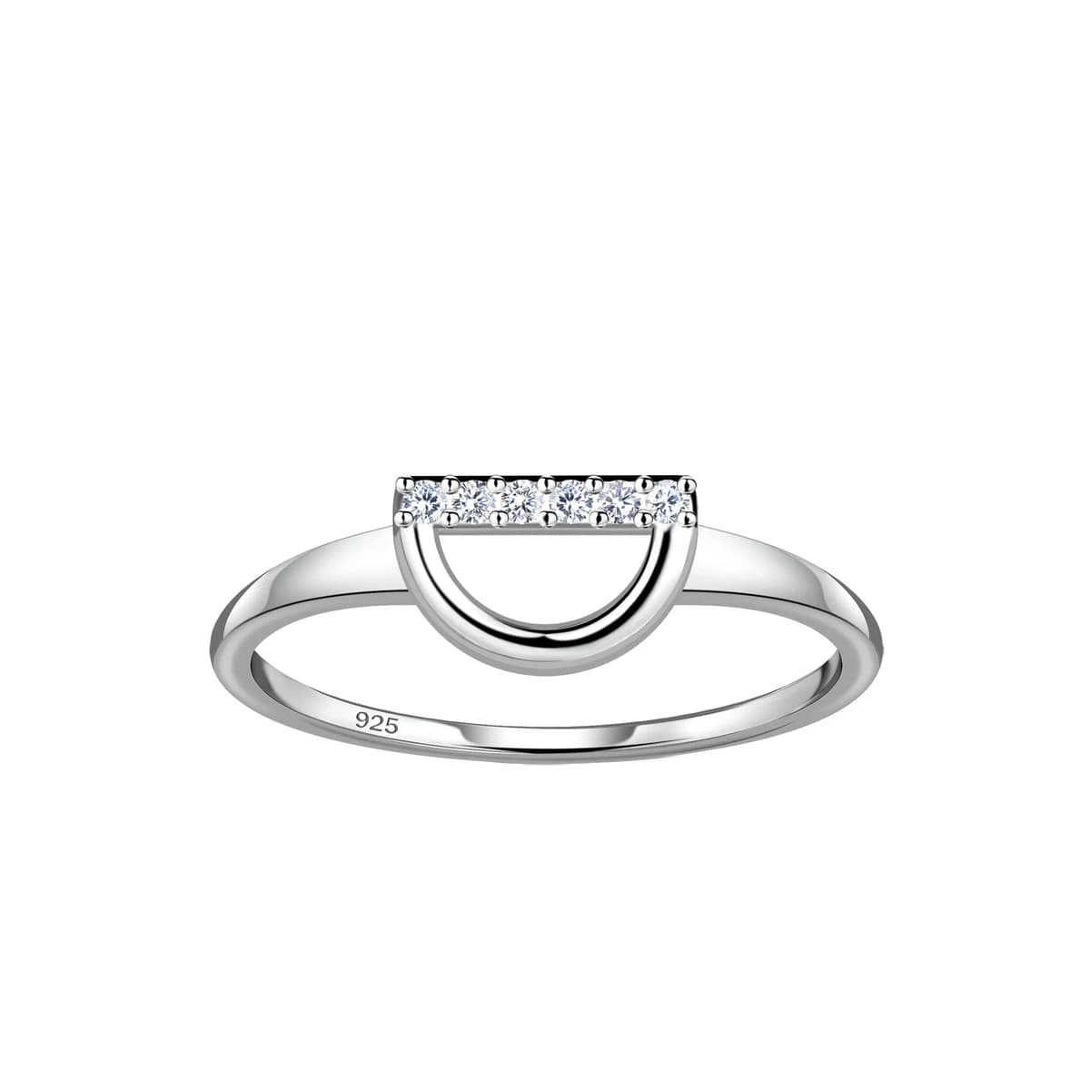Bague Demi-Cercle en Argent 925 et Zirconium - Bijou Géométrique Femme