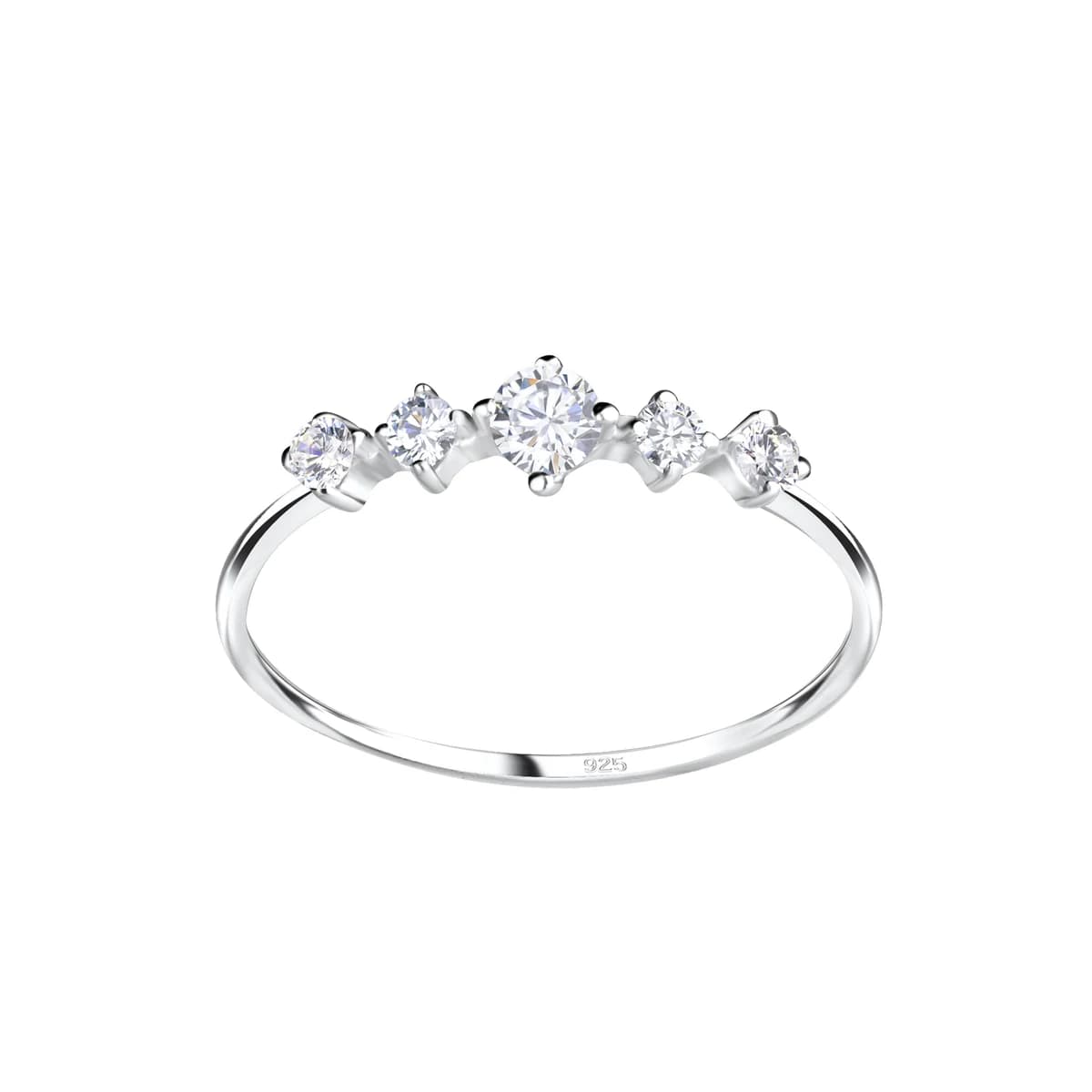 Bague Étincelante en Argent 925 et Zirconium - Anneau Fin Femme