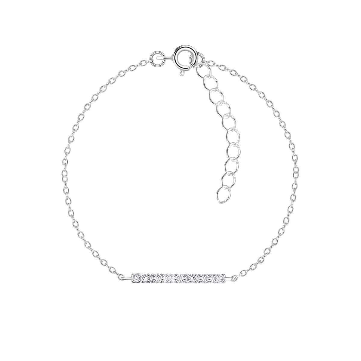 Bracelet Barrette en Argent 925 et Cristal - Bijou Épuré