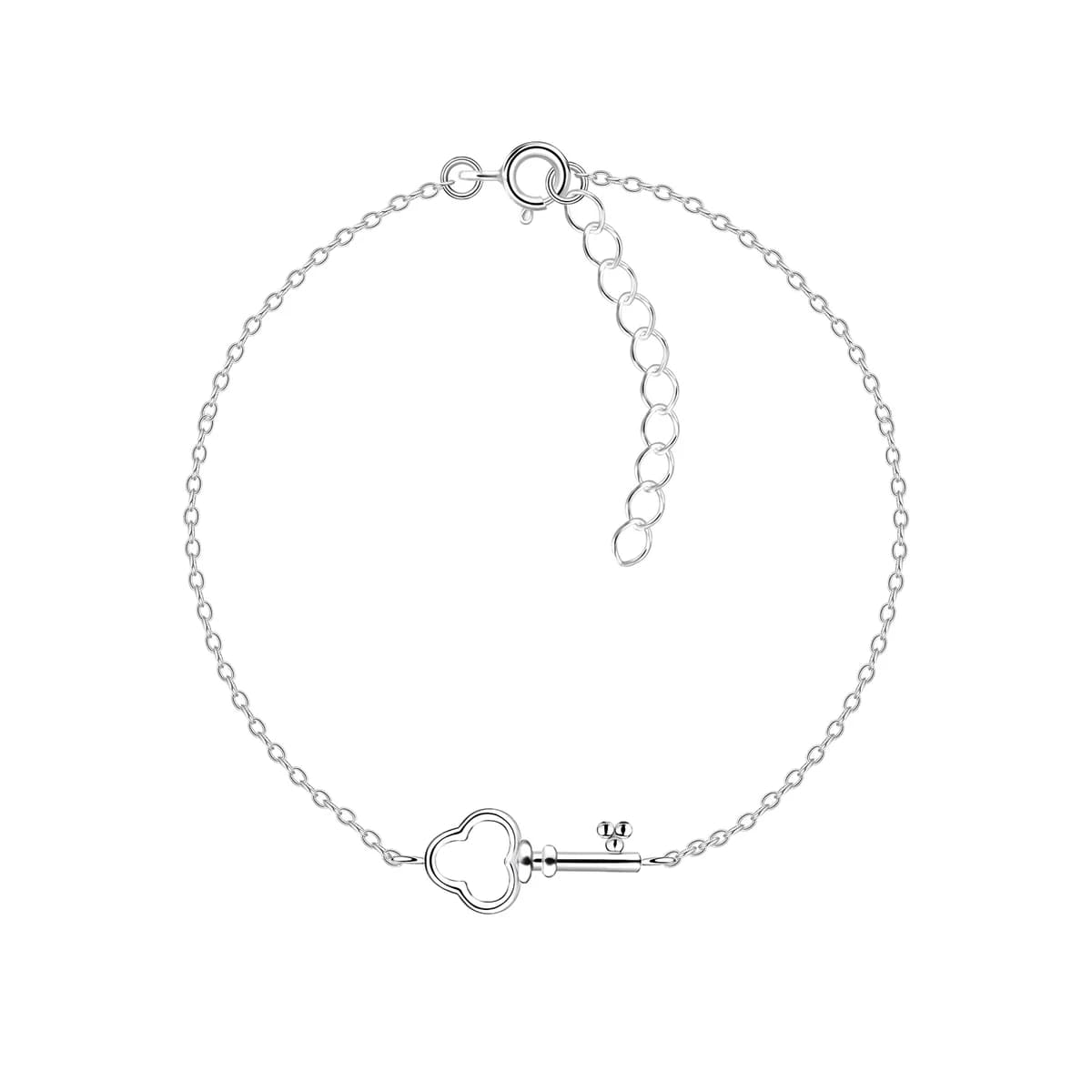 Bracelet Clé en Argent 925 - Chaîne Fine et Motif Poétique