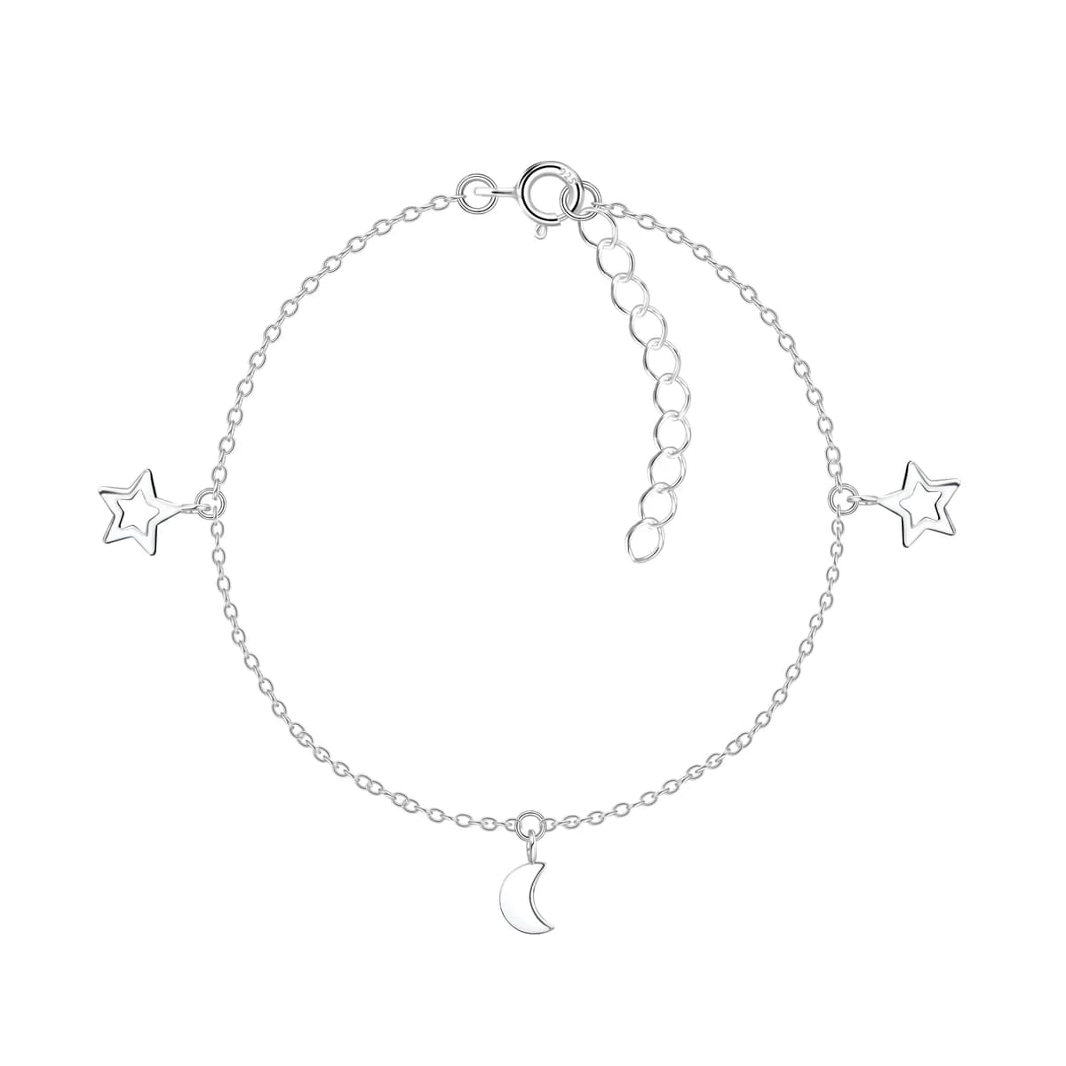 Bracelet lune et étoile en argent 925