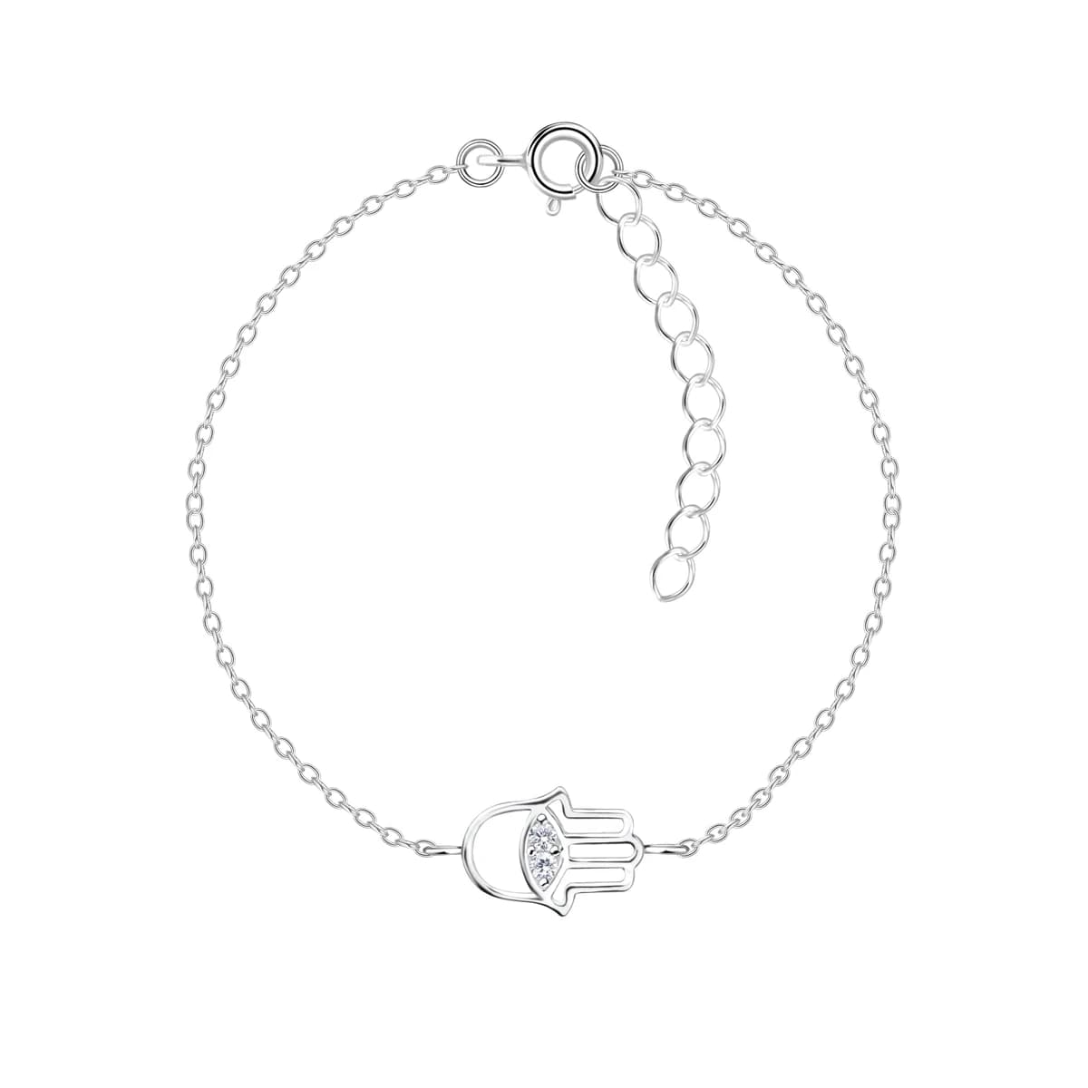 Bracelet Main de Fatma en Argent 925 - Pendentif Fin Protecteur