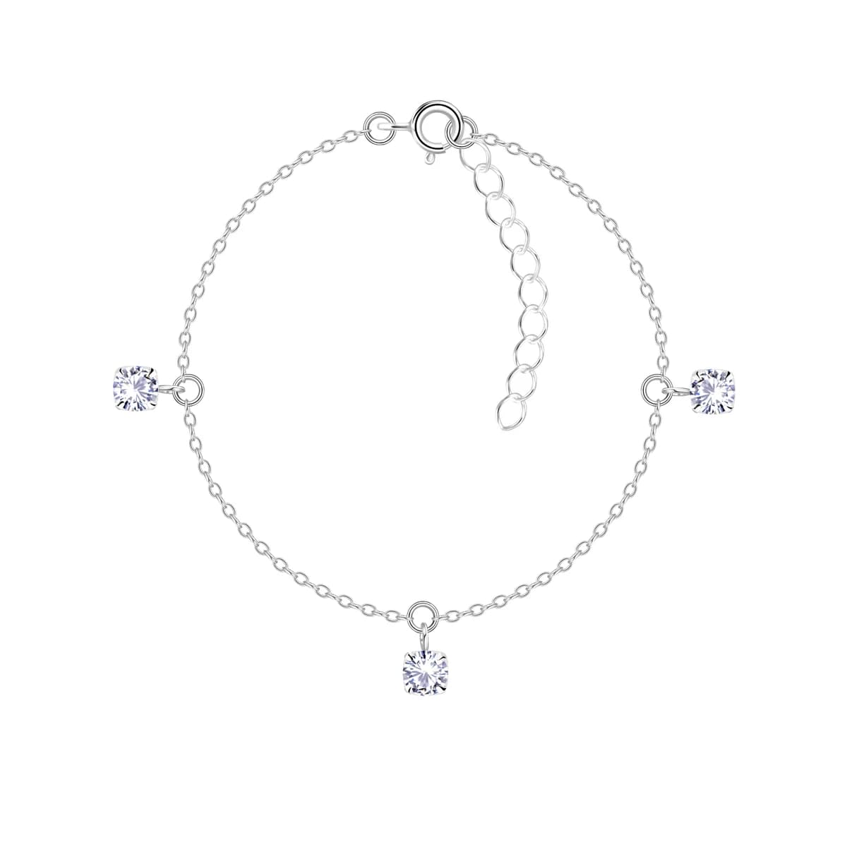 Bracelet Zirconium Rond 4 mm en Argent 925 - Solitaire Poignet Fin