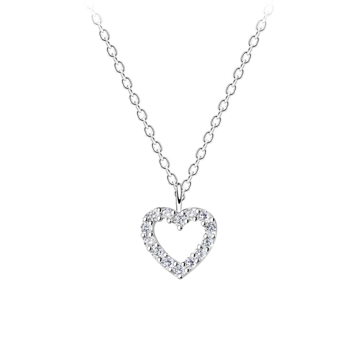 Collier Cœur Fin 8x7 mm en Argent 925 et zirconium - Bijou Discret Femme