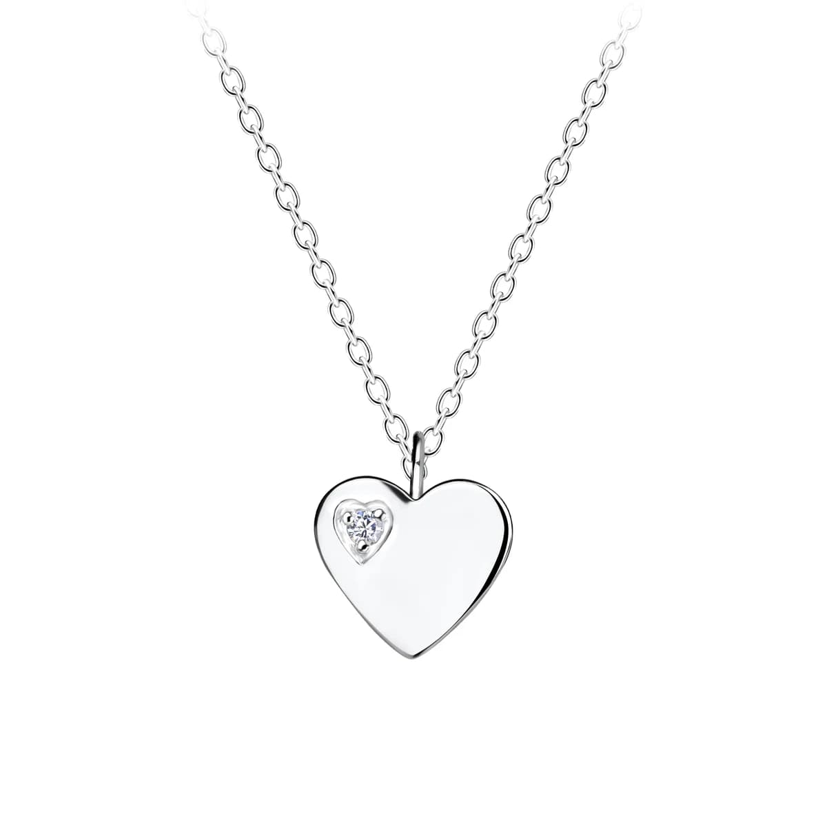 Collier cœur 9 × 10 mm en zirconium et argent 925