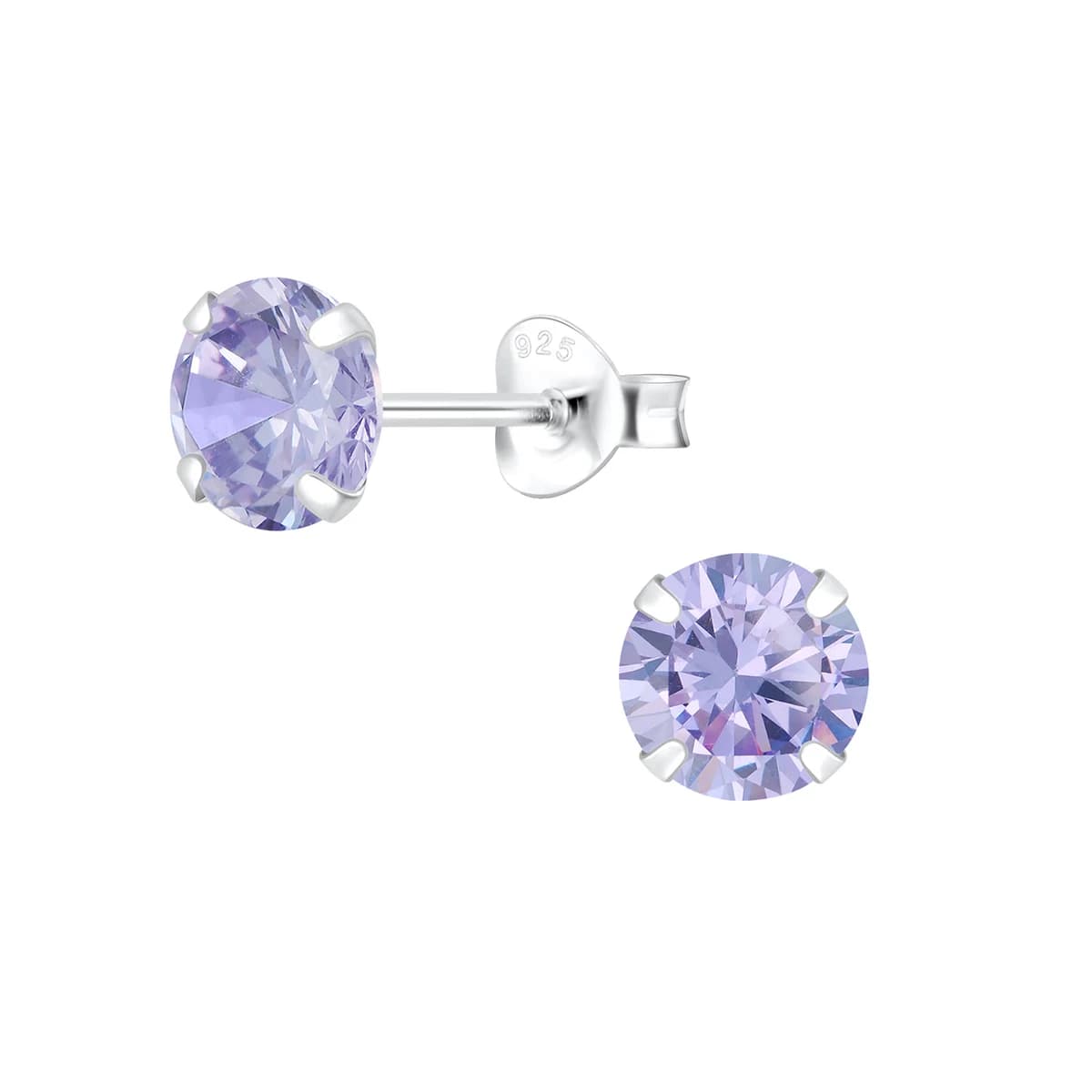 Puces d’oreilles rondes 6 mm en zirconium et argent 925